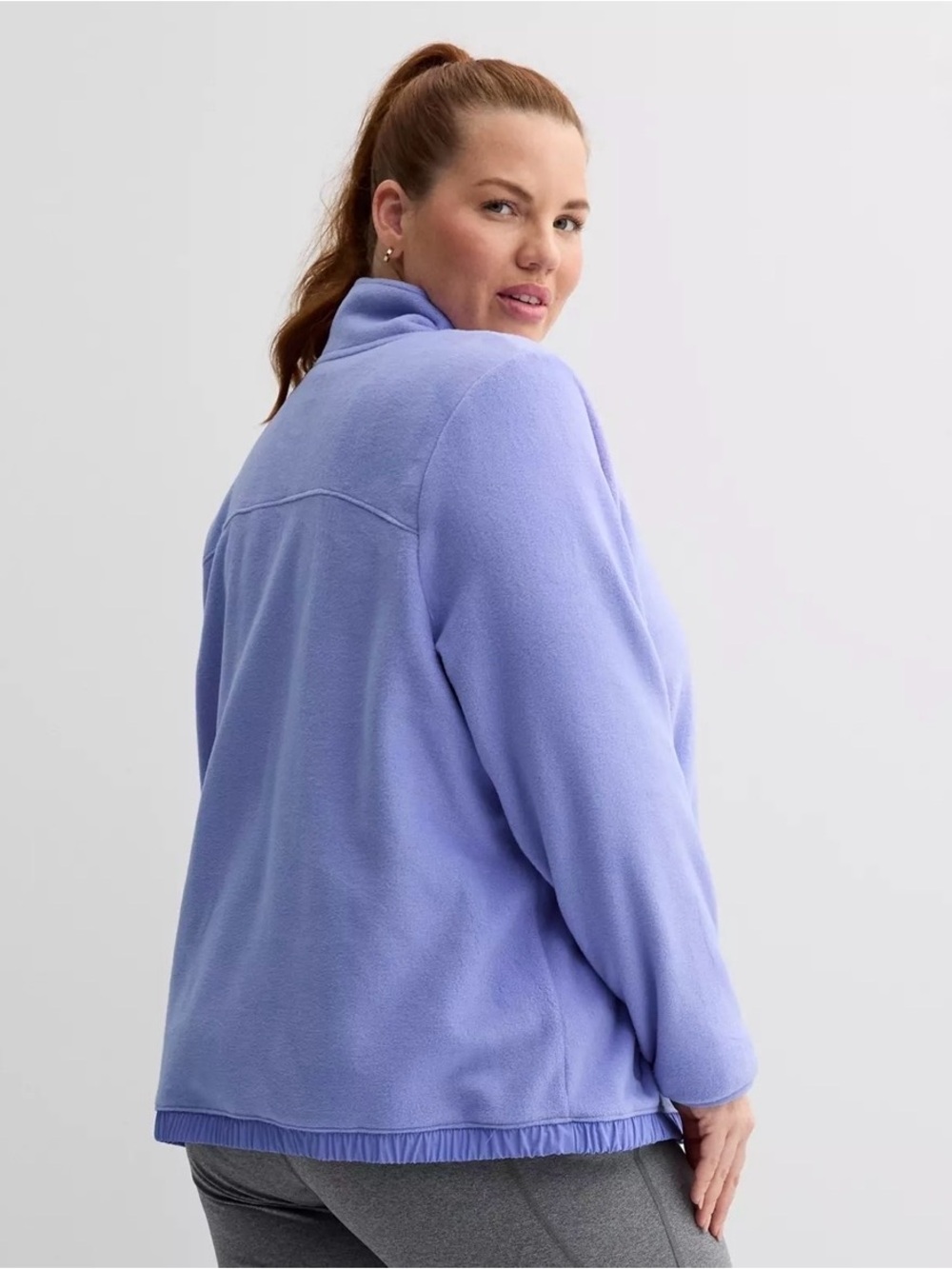 Tek Gear® Mixed Media Micro Fleece Popover Sweater Purple - Picture 2 of 7